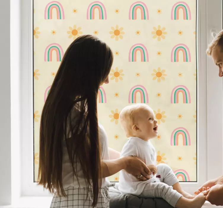 Fensteraufkleber Regenbogen und Blumen Muster - TenStickers