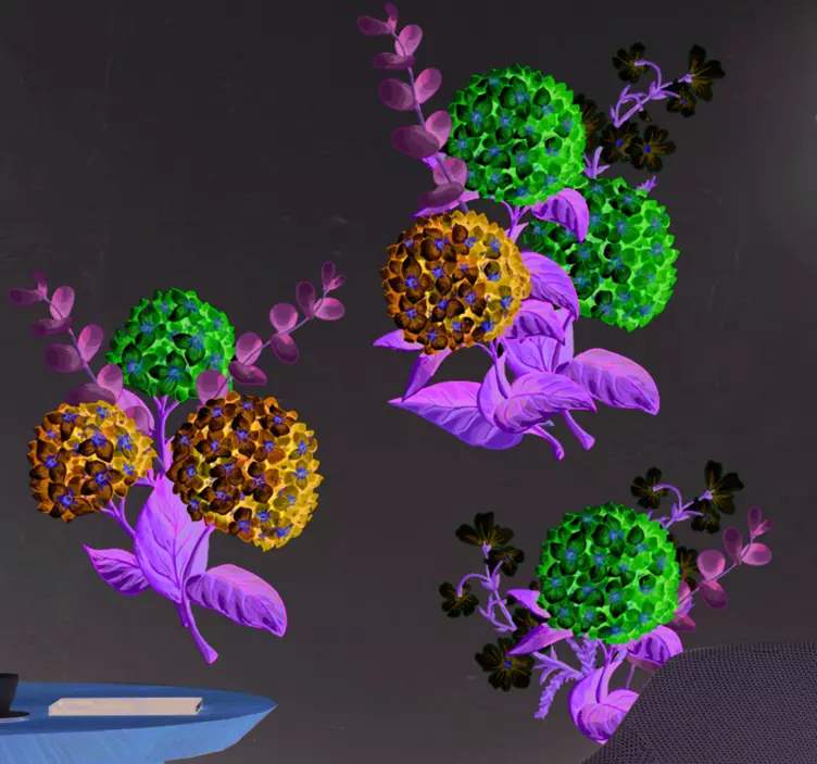 Wandtattoo Blumen blaues und rosa arrangement - TenStickers