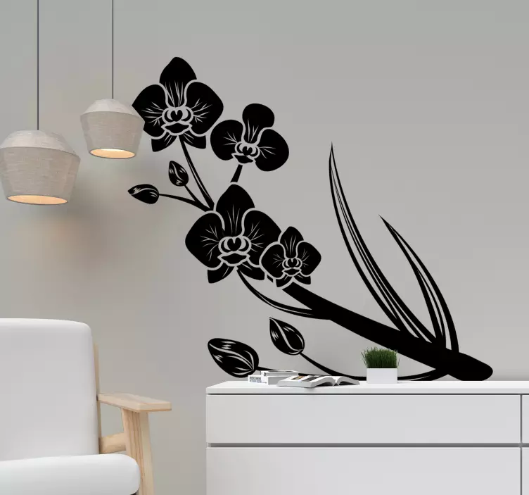 Wandtattoo Blumen eleganter orchideenzweig - TenStickers