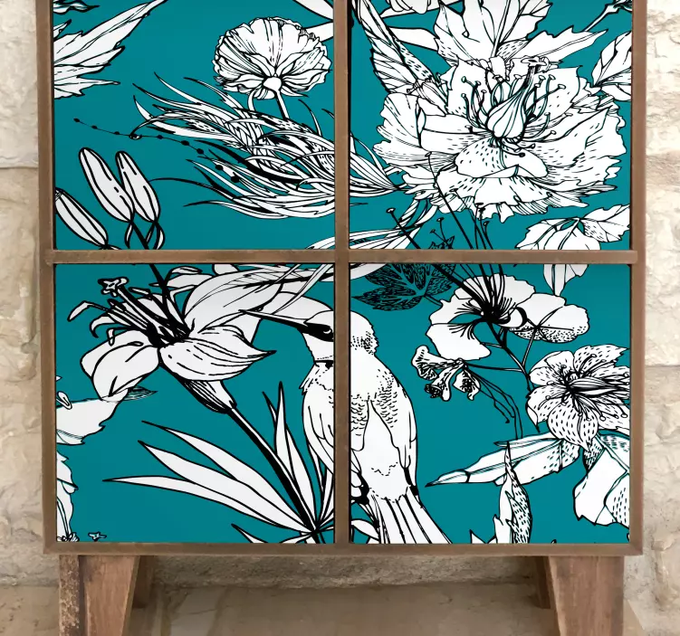 Möbelfolie florale vogelmuster - TenStickers