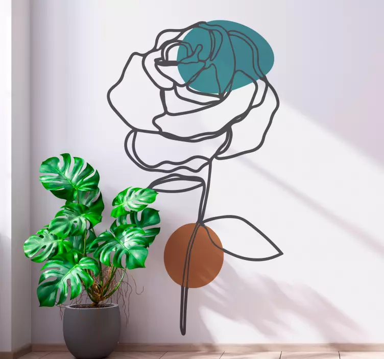 Wandtattoo blumen minimalistische rosenumriss - TenStickers