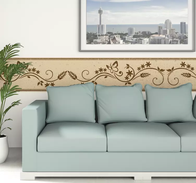 Wandtattoo Blumenranke mit Schmetterlingen - TenStickers