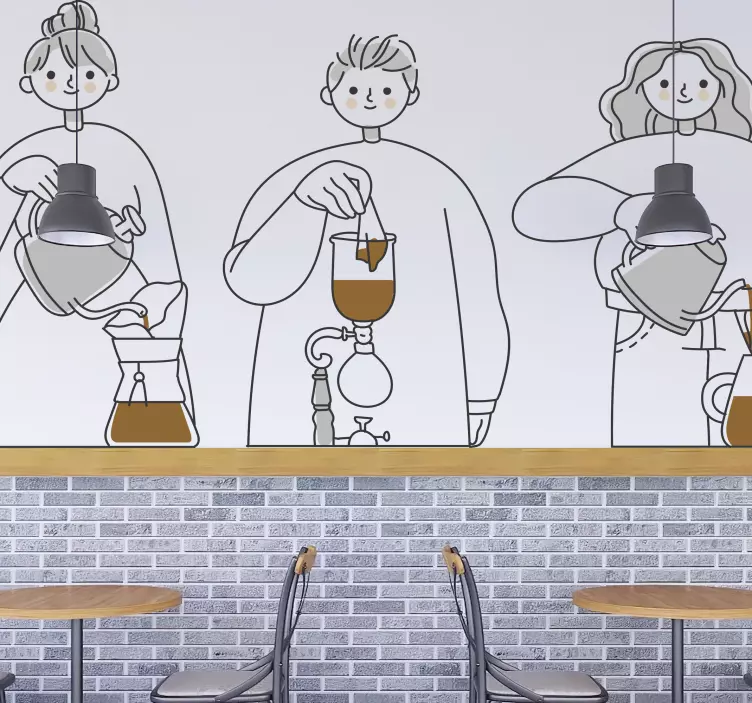 Wandtattoo Chefkoch kaffeezubereitung illustrationen - TenStickers