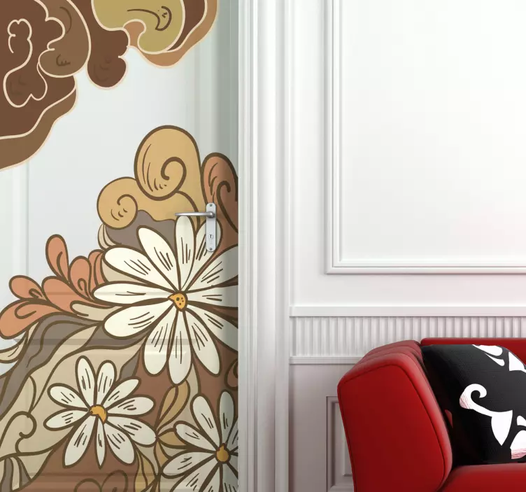 Türaufkleber dekorative Blumen - TenStickers