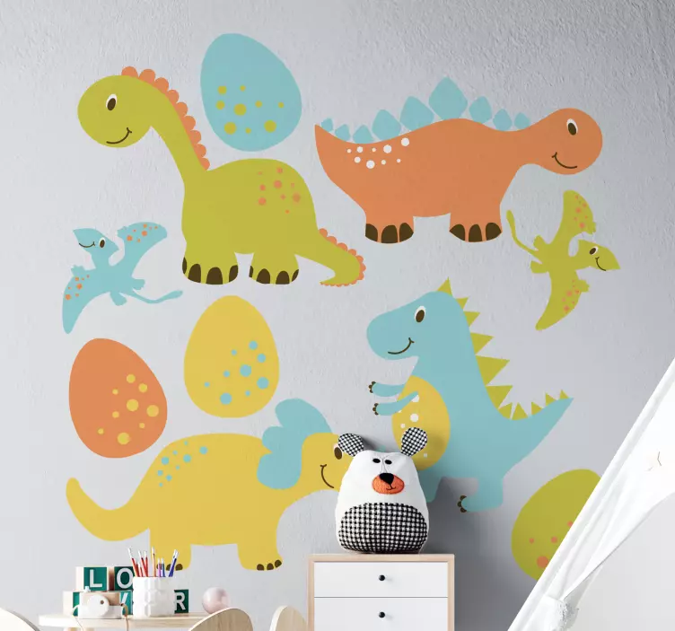 Wandtattoo dino buntes dinosaurier ensemble - TenStickers