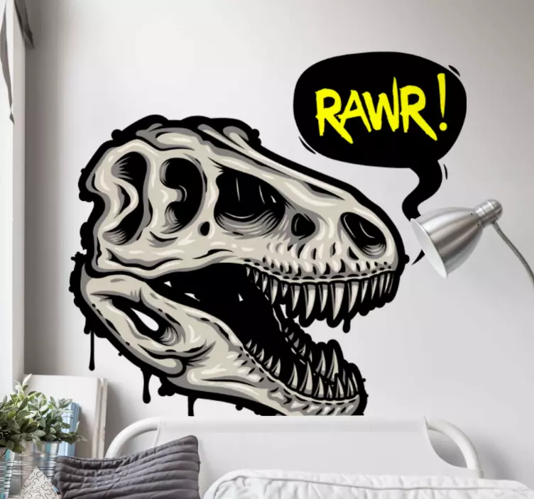 Wandtattoo dino dinosaurier schädel gebrüll - TenStickers
