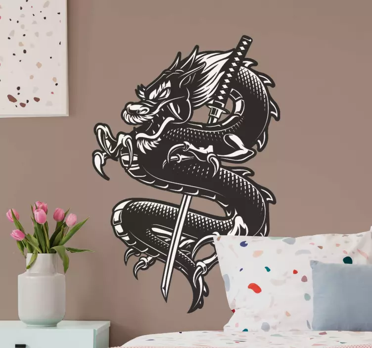 Wandtattoo dino mit furchterregender drachenillustration - TenStickers