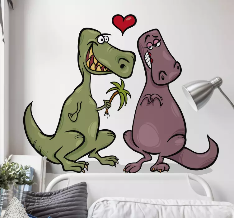 Wandtattoo Dino süßes dinosaurier-pärchen - TenStickers
