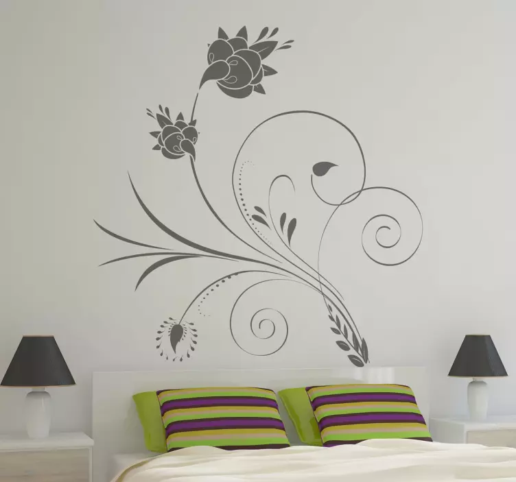 Wandtattoo elegante Blumenranke - TenStickers