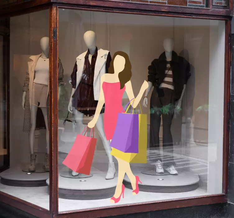 Wandtattoo elegante shoppende Frau - TenStickers