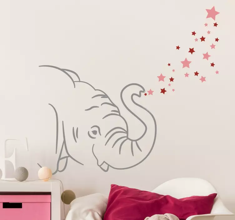Wandtattoo Elephant trompetet Sterne - TenStickers