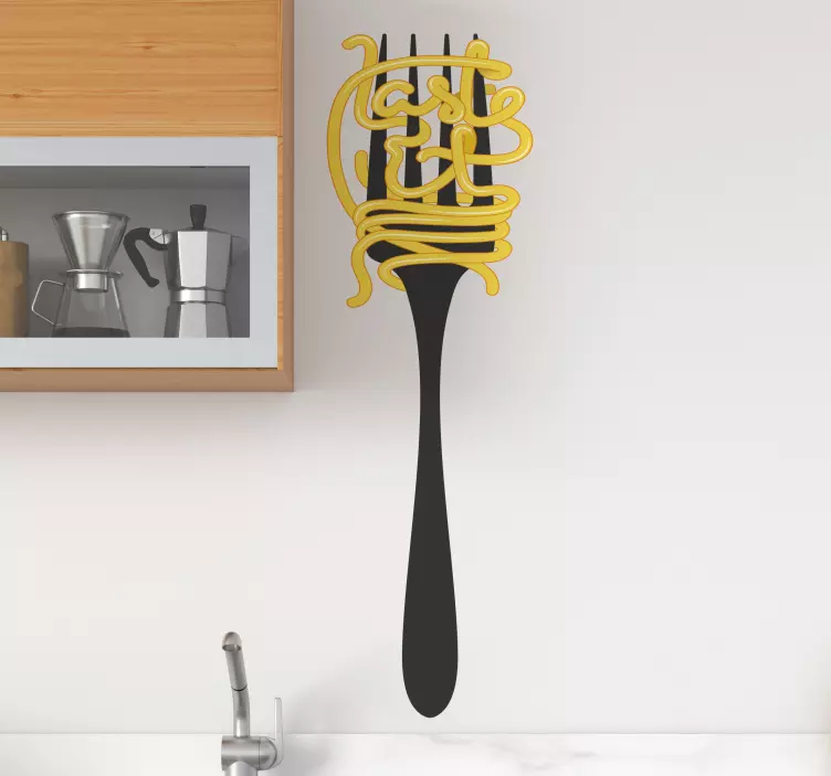 Sticker Essen Gabel mit spaghetti - TenStickers