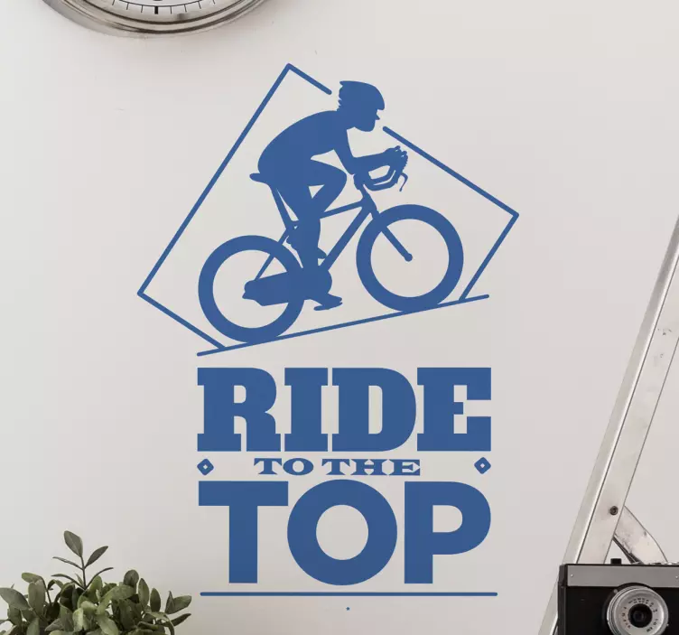 Wandtattoo Fahrradfahrer To The Top - TenStickers