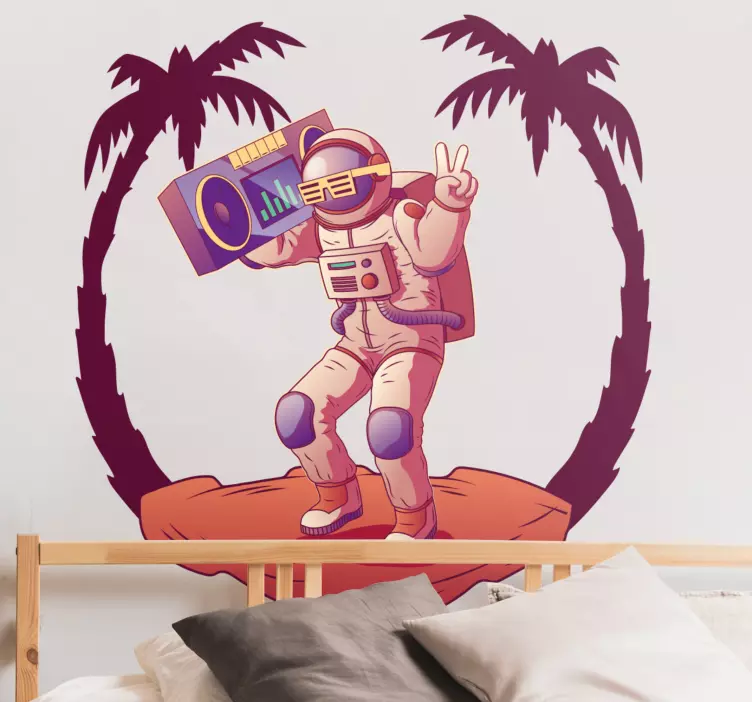 Wandtattoo weltall astronaut mit boombox - TenStickers