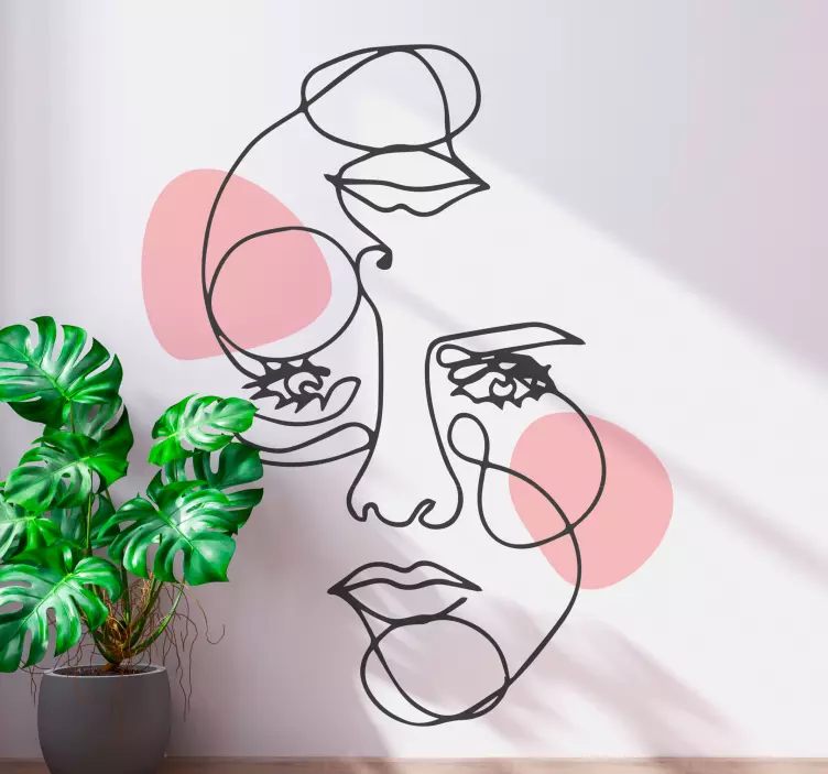 Aufkleber für die Wand Frau gesicht minimale linien - TenStickers
