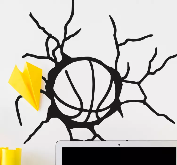 Wandtattoo Fußball basketball rissige wand - TenStickers