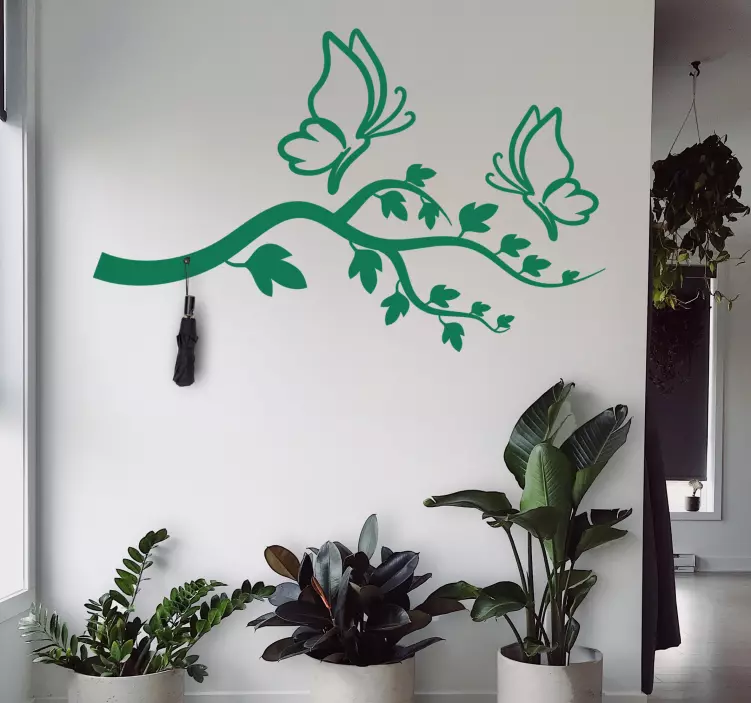 Wandtattoo Garderobe schmetterlinge auf zweig - TenStickers