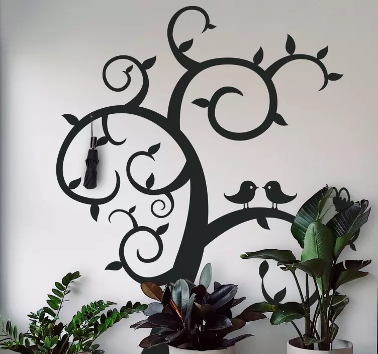 Wandtattoo Garderobe vögel auf einem baum - TenStickers
