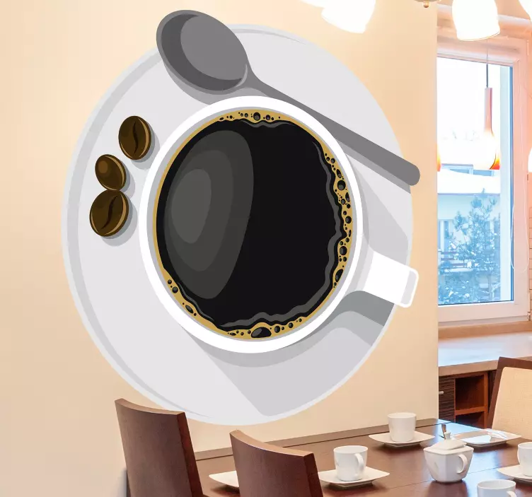 Wandtattoo Gastronomie kaffeetasse über kopf - TenStickers
