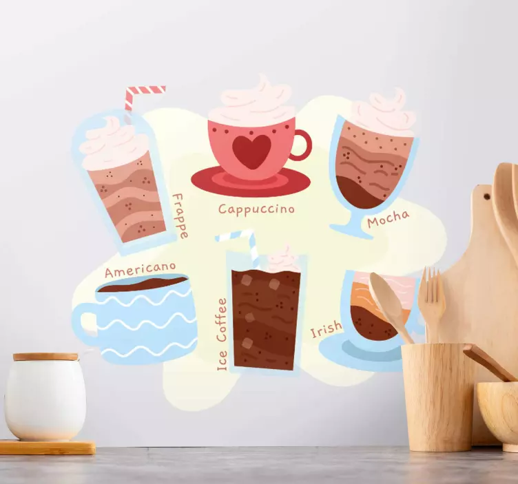 Wandtattoo gastronomie kaffeevariationen und aromen - TenStickers