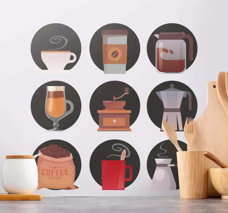 Wandtattoo gastronomie kaffeezubereitung essentials - TenStickers