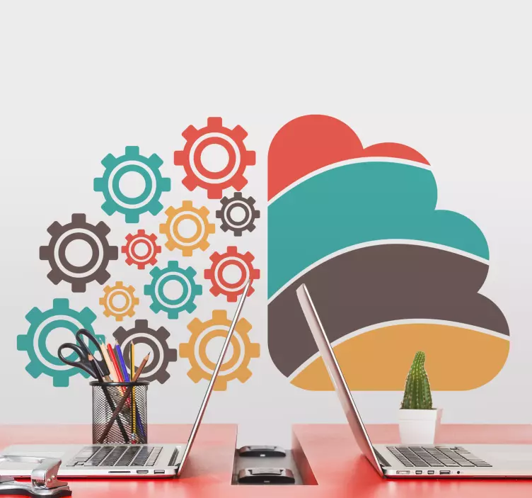 Wandtattoo geometrisch bunte zahnradmuster - TenStickers