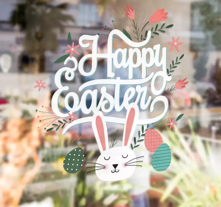 Wandtattoo Hase Happy Easter - TenStickers