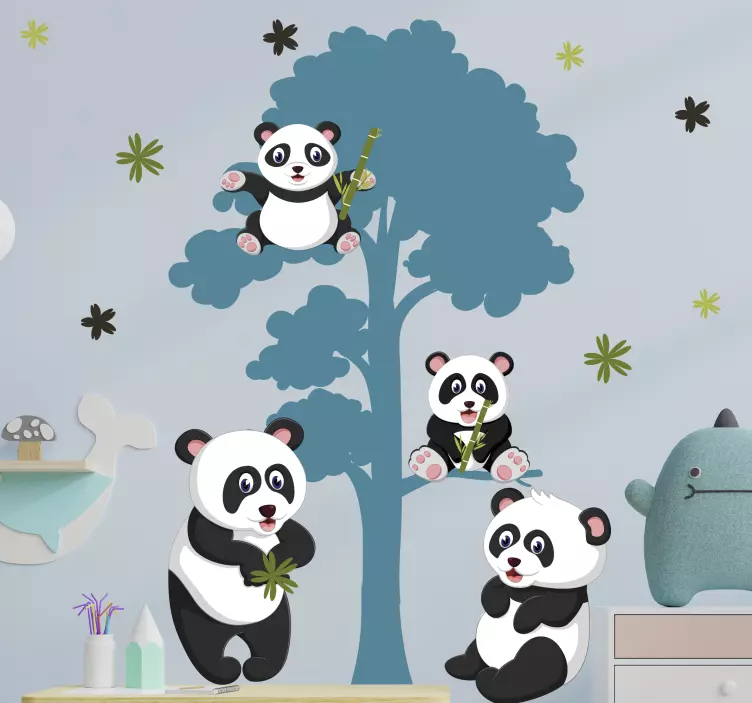 Wandtattoo haustier niedlicher panda clan - TenStickers