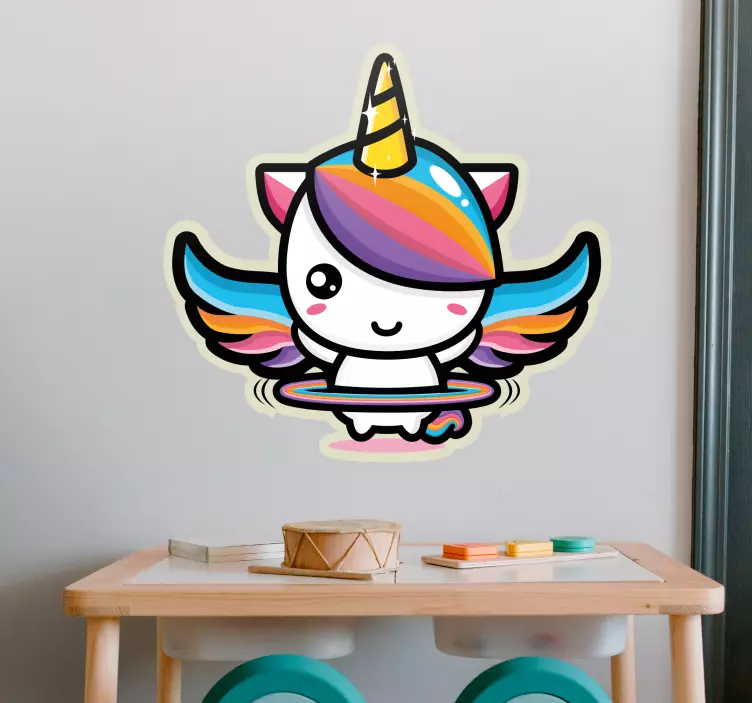 Wandtattoo Kinderzimmer süßes fliegendes einhorn - TenStickers