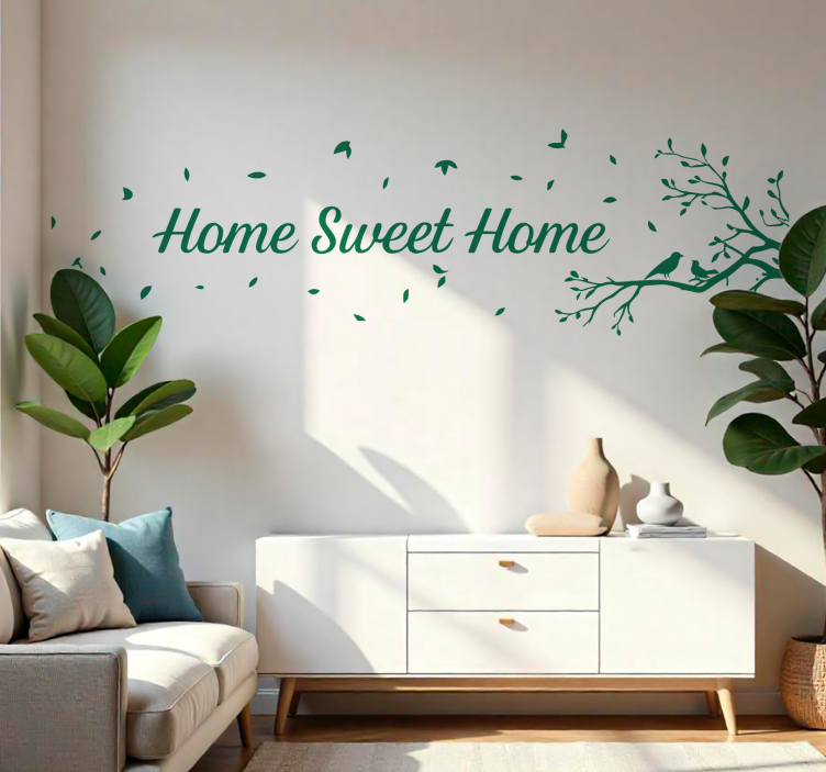 Wandtattoo home sweet home mit blättern - TenStickers