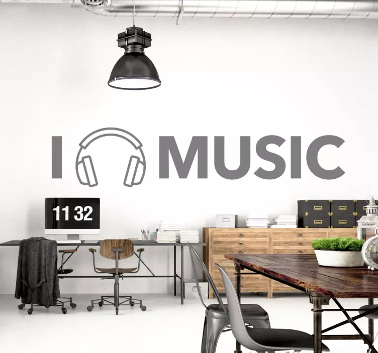Wandtattoo I love music Kopfhörer - TenStickers