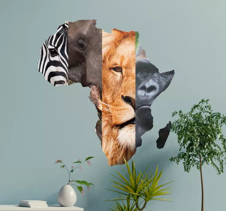 Wandtattoo Jugendzimmer Afrika Kontinent Tiere - TenStickers