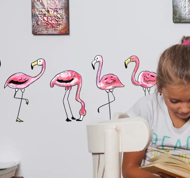 Wandtattoo Jugendzimmer Flamingo Zeichnung - TenStickers