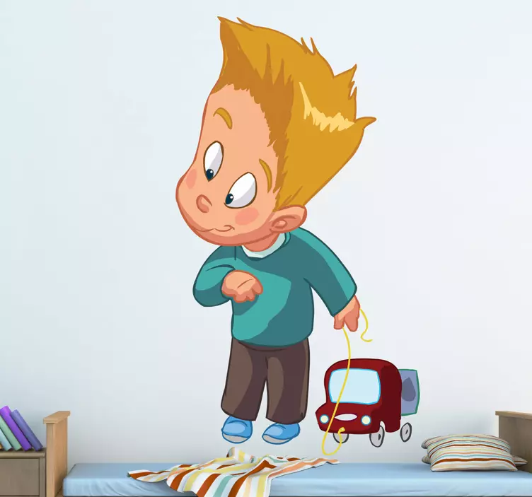 Junge mit Auto Wandtattoo - TenStickers