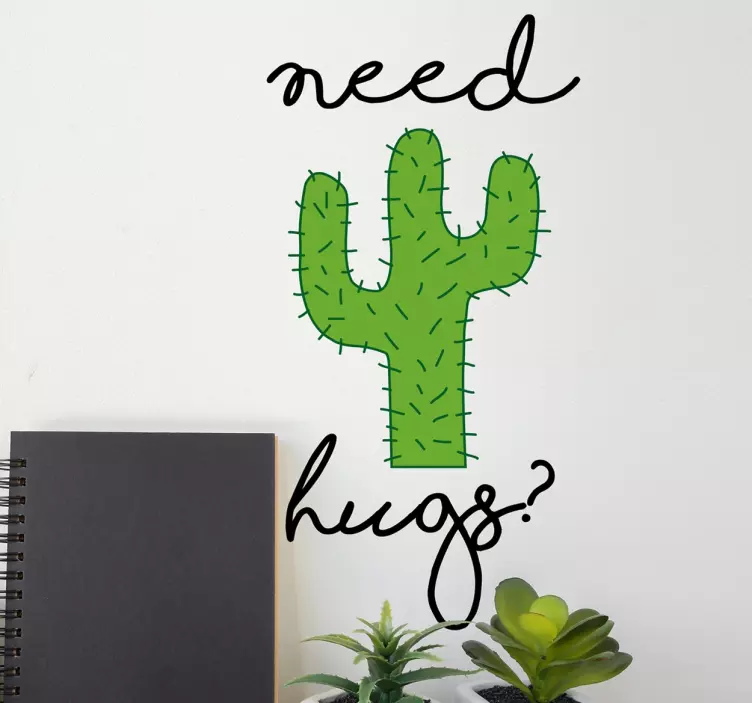 Wandtattoo Kaktus "Need Hugs?" - TenStickers