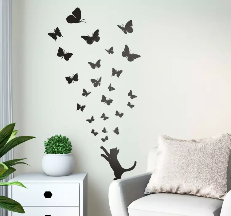 Wandtattoo spielende Katze - TenStickers