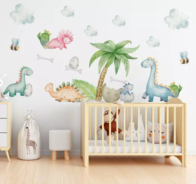 Wandtattoo Kinderzimmer Aquarell Dinosaurier - TenStickers