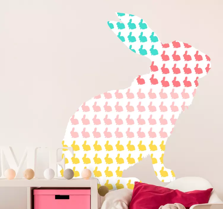 Wandtattoo kinderzimmer bunte hasensilhouette - TenStickers