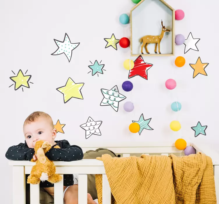 Wandtattoo Kinderzimmer bunte sternelemente - TenStickers