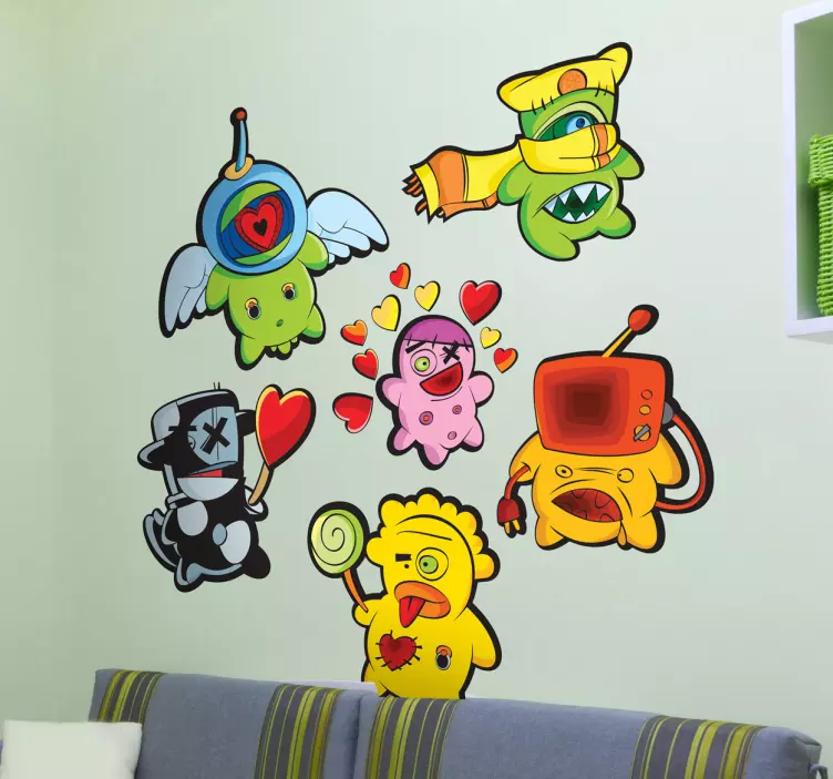 Wandtattoo Kinderzimmer bunte zeichentrickfiguren - TenStickers