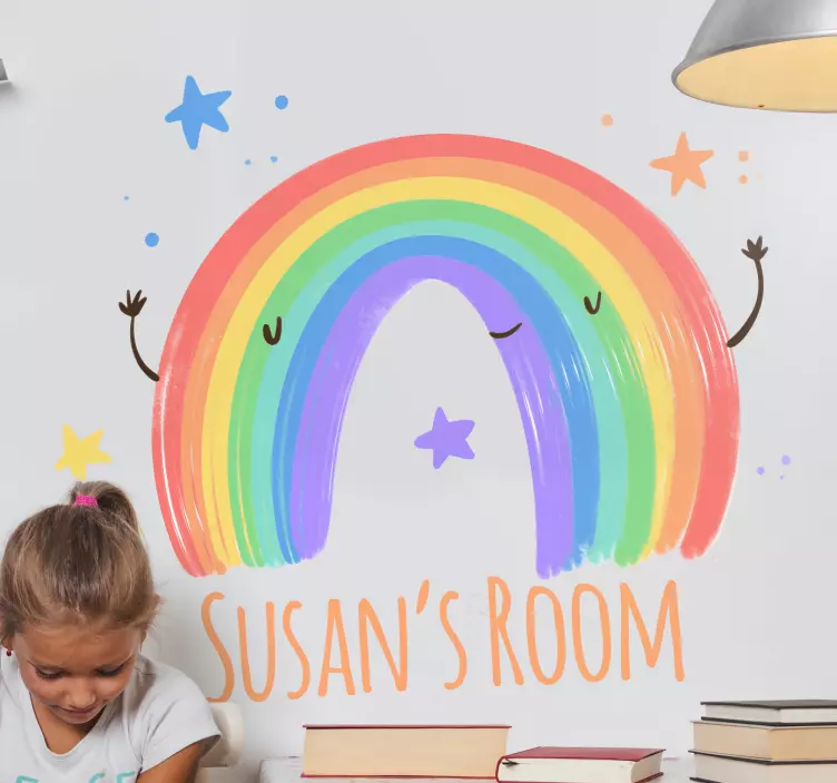 Wandtattoo kinderzimmer buntes regenbogen kunstwerk - TenStickers