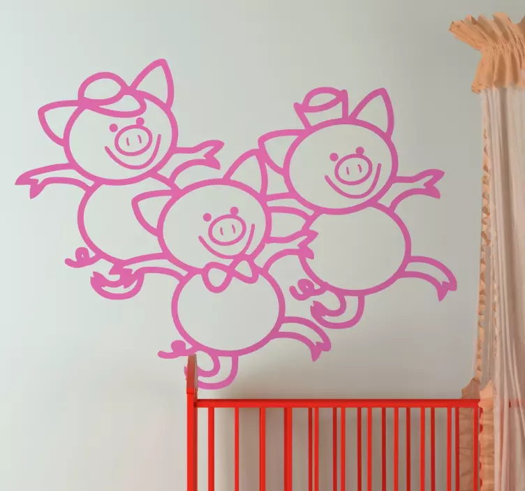Wandtattoo Kinderzimmer drei kleine Schweine - TenStickers