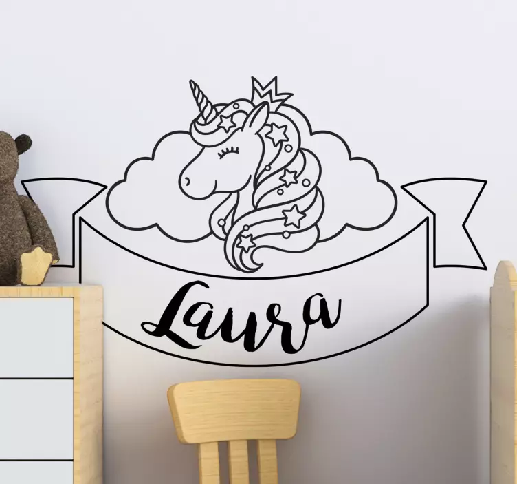 Wandtattoo Kinderzimmer einhorn benutzerdefinierter name - TenStickers