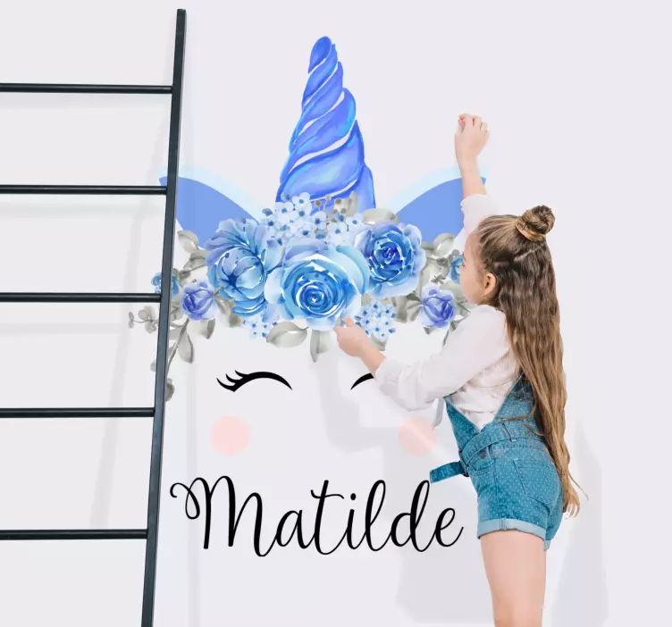 Wandtattoo Kinderzimmer einhorn-blumenthema - TenStickers