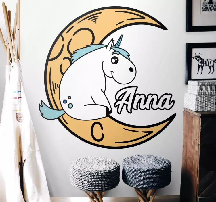 Wandtattoo Kinderzimmer einhorn mond brauch - TenStickers