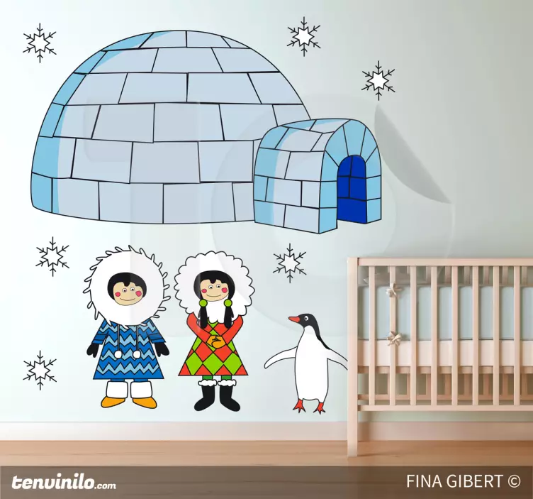 Wandtattoo Kinderzimmer Eskimo und Iglu - TenStickers