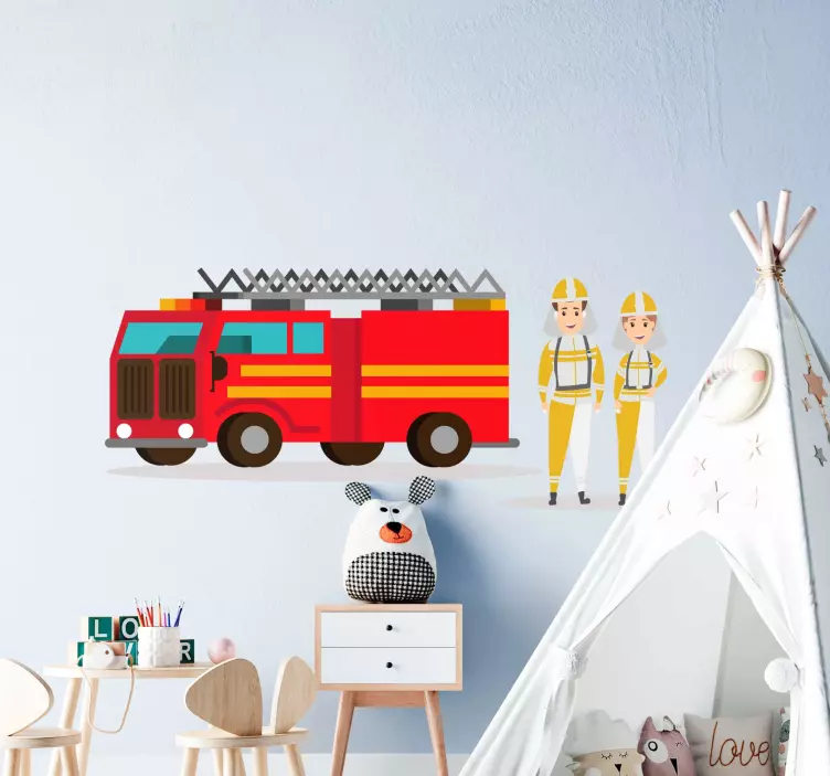 Wandtattoo Kinderzimmer feuerwehrauto-helden - TenStickers