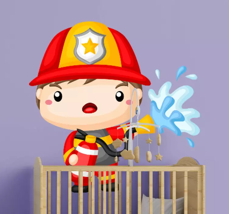 Wandtattoo Kinderzimmer feuerwehrmann-cartoon-figur - TenStickers