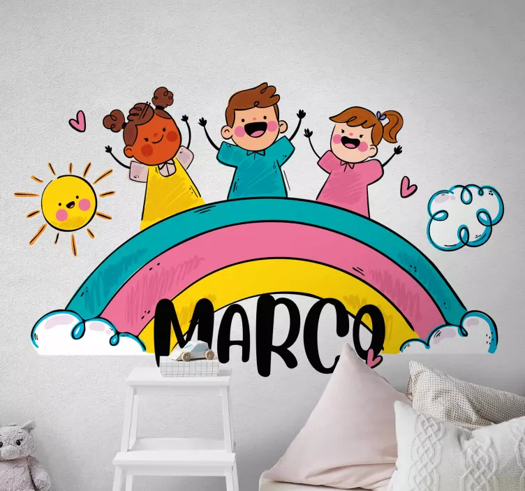 Wandtattoo Kinderzimmer fröhliche regenbogenszene - TenStickers