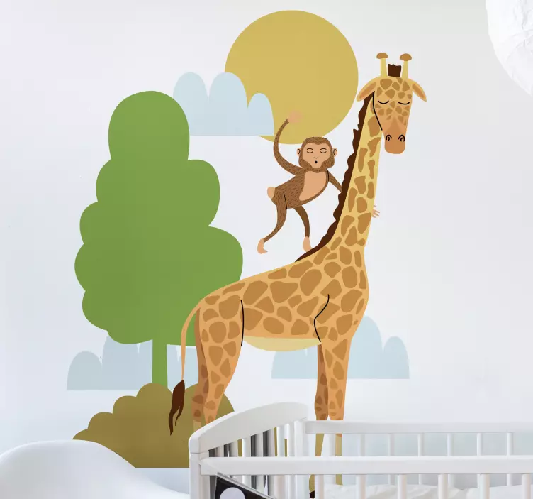 Wandtattoo Kinderzimmer giraffe und affe - TenStickers